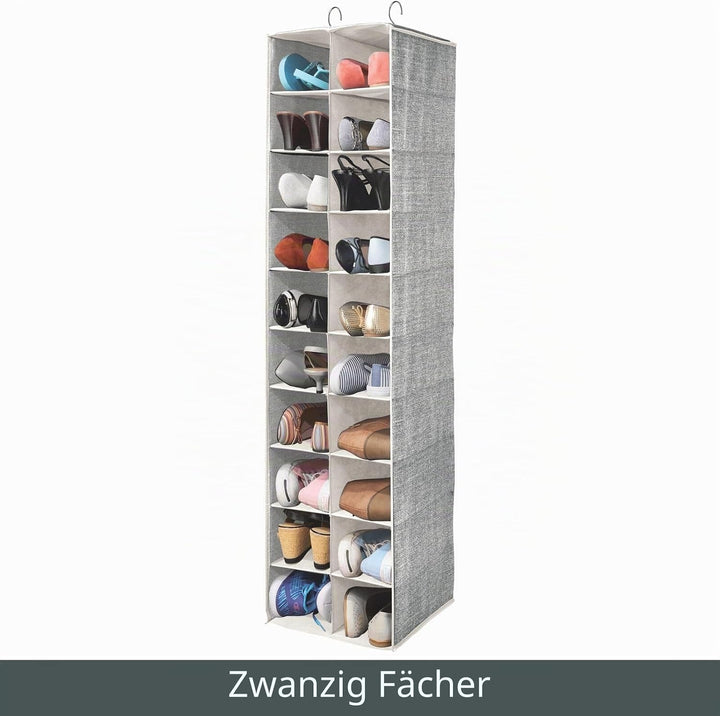 mDesign Hängeaufbewahrung mit 20 Fächern – grosser Hänge Organizer für die Kleiderstange – platzspar