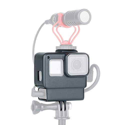 HAFOKO Hero 7 Vlogging-Käfig mit Kalter Schuh Adapter für Mikrofon, LED-Videoleuchte und 3.5mm Mikro
