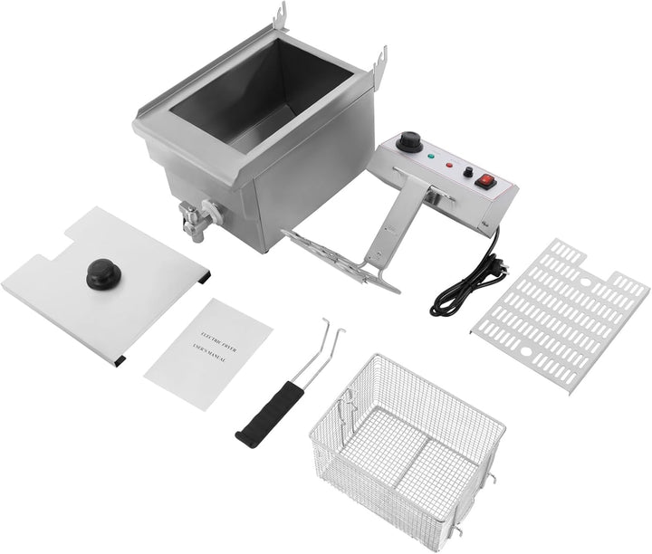 Elektrofritteuse 3000W 10L Catering Fritteuse 30x50x35cm Edelstahl Elektrofritteuse mit Korb Einzyli