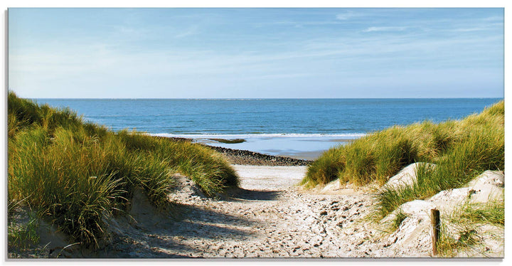 ARTland Glasbilder Wandbild Glas Bild einteilig 100x50 cm Querformat Strand Meer Küste Nordsee Sand