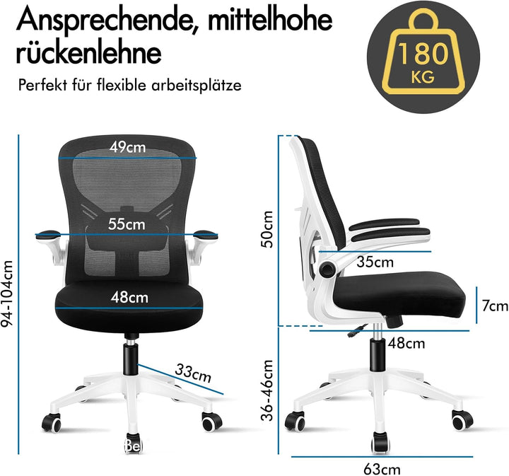 ALFORDSON Netzstoff Bürostuhl Mesh Chefsessel, Ergonomischer Schreibtischstuhl Neigeverstellung, Hoc
