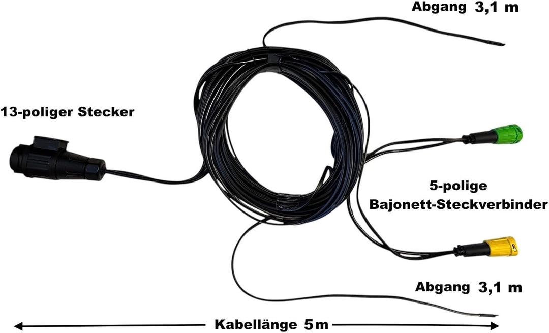 Anhängerbeleuchtung SET LED Rückleuchten 12V 24V 5 m 13 polig Kabel für Anhänger