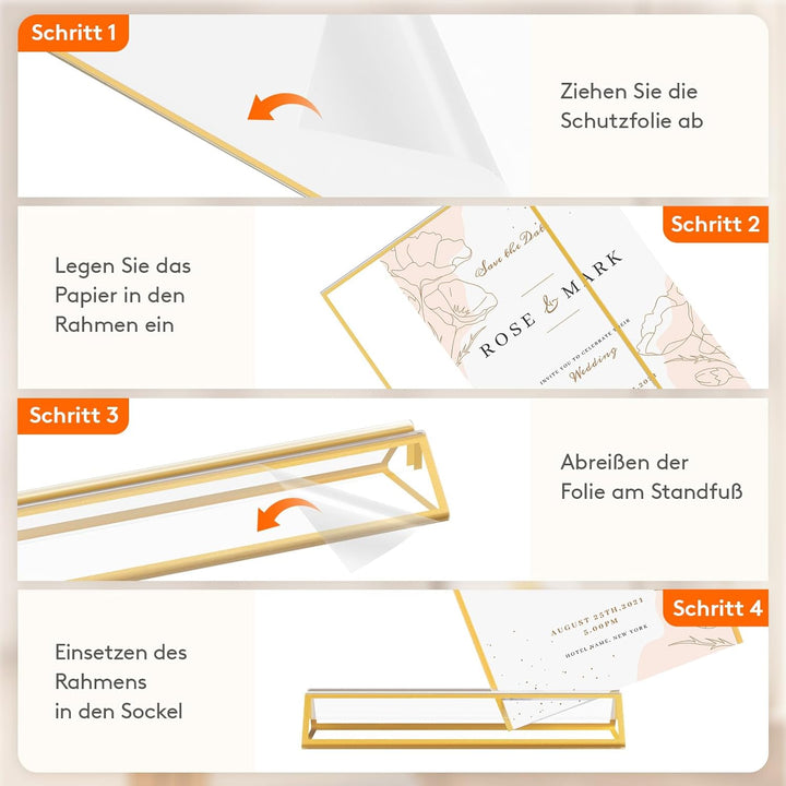 Lifewit 6 Pack A5 Acryl Schildhalter mit goldenen Rändern, klare vertikale doppelseitige Stand, Kuns