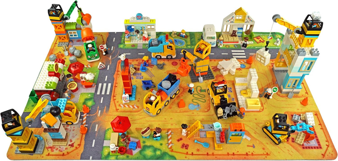 HuggyPlay Spielteppich Baustelle Kinderteppich 90 x 150 cm, Baustelle