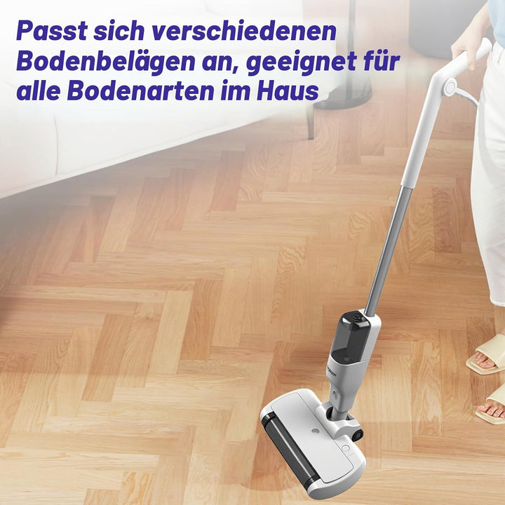 Wischsauger Kabellos mit Akku, Elektrisch Nass Trockensauger mit Wischfunktion, USB Aufladbar, Boden