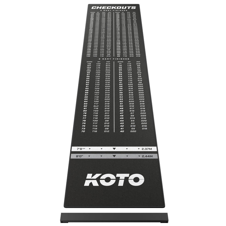 KOTO - Oche Carpet Checkout Dartmatte Schwarz 285 x 60 cm, Hochwertige Dartmatte mit Anti-Rutsch-Bes