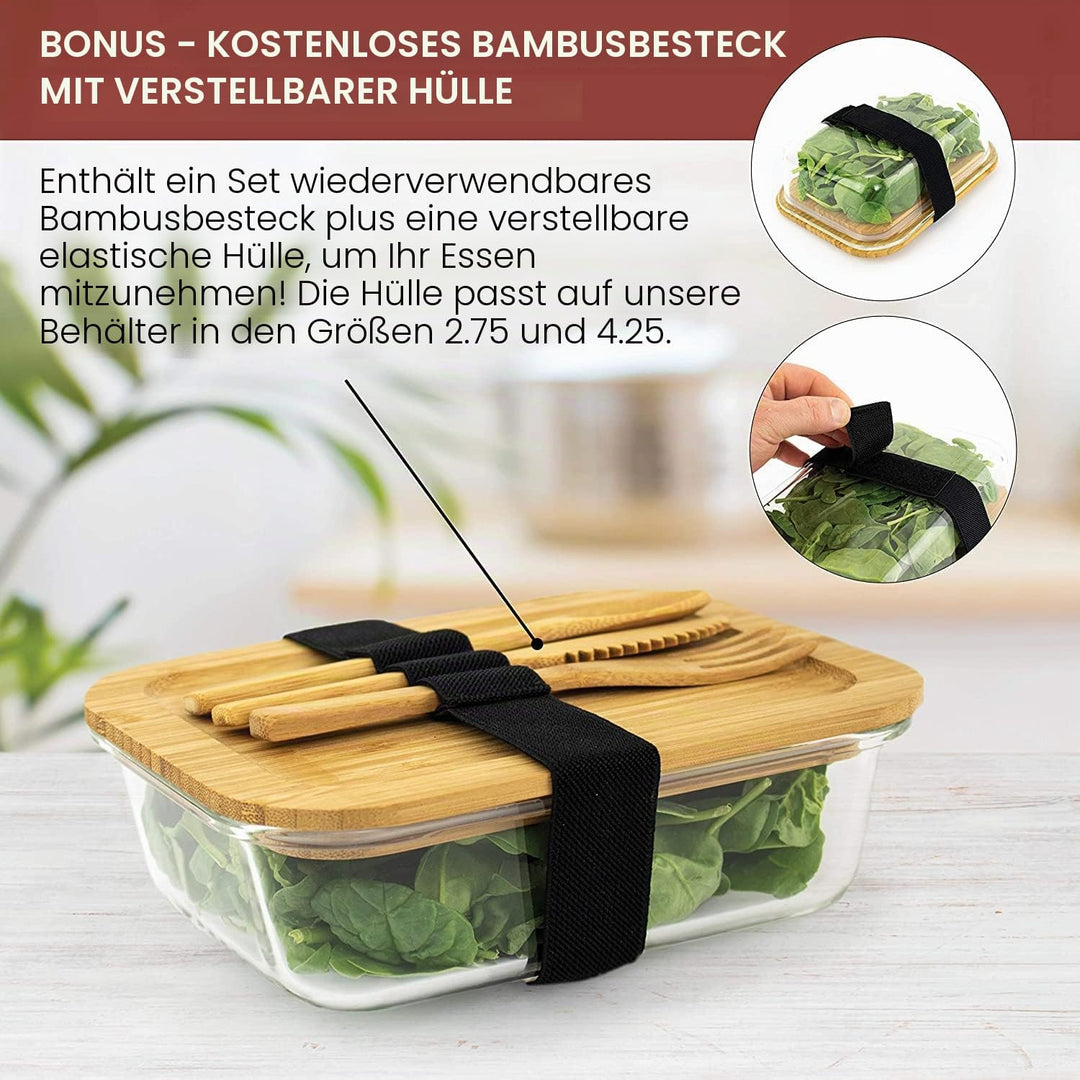 Gramercy 4x Glas Frischhaltedosen mit Deckel, Kunststoff- & BPA-freie Glasbehälter für Küche, Luftdi