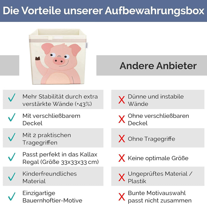 GLÜCKSWOLKE Aufbewahrungsbox Kinder - 15 Motive I Spielzeugkiste mit Deckel für Kinderzimmer I Spiel