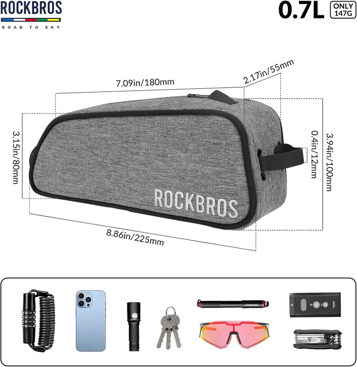 ROCKBROS Road-to-Sky Fahrrad Rahmentasche Wasserabweisend Oberrohrtasche 0,7L Reflektierend Fahrradt
