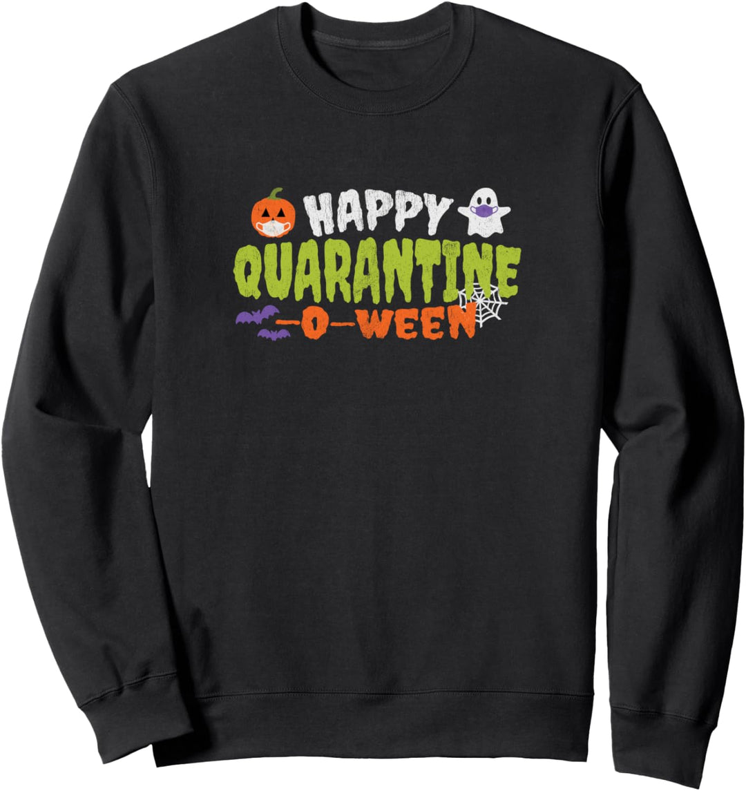 Happy Quarantine-O-Ween Jack-O-Lantern Ghost w/ Mask Vintage Sweatshirt