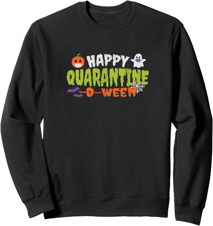 Happy Quarantine-O-Ween Jack-O-Lantern Ghost w/ Mask Vintage Sweatshirt