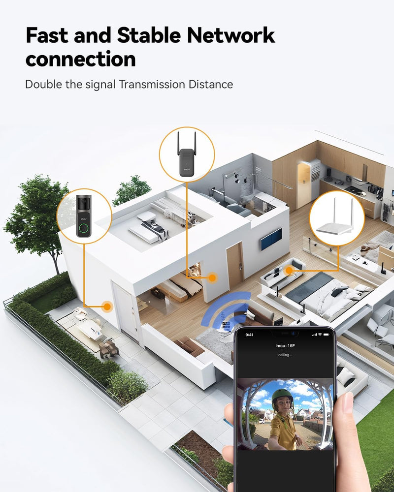 Imou DB2S Video-Türklingel-Kamera 2K（3MP） WiFi mit Chime, Smart Security Türklingel, Farbe Nachtsich