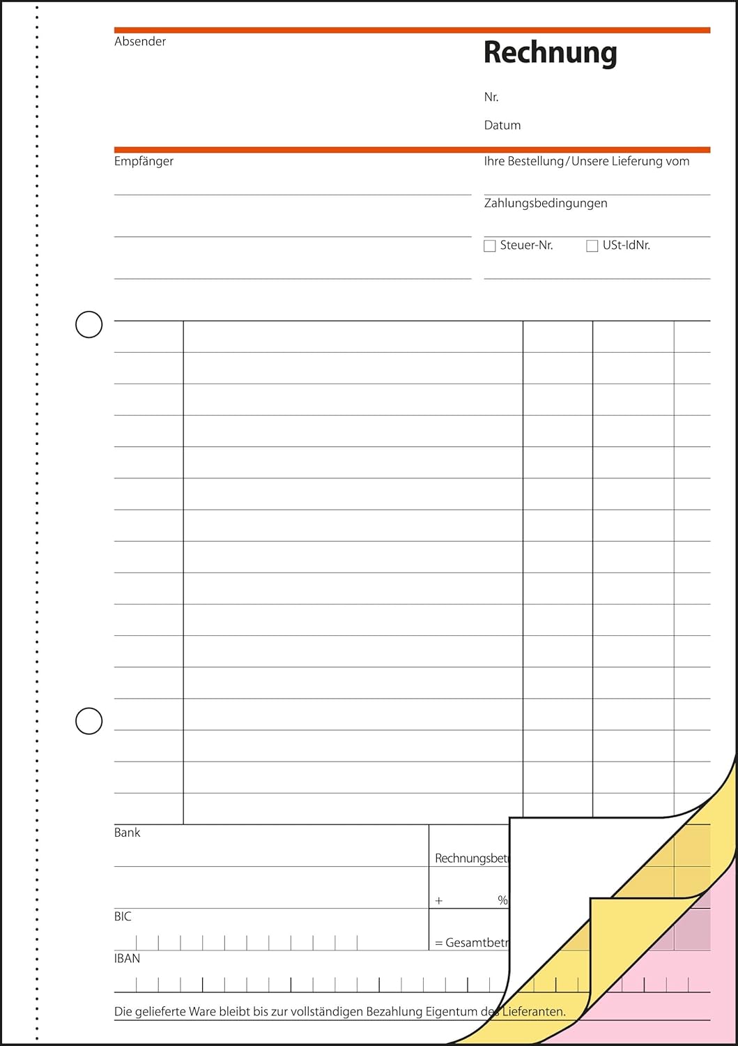 SIGEL SD032/5 Rechnungen, A5, 3x40 Blatt, selbstdurchschreibend, 5er Pack 5 Stück á 40 Blatt ohne Nu