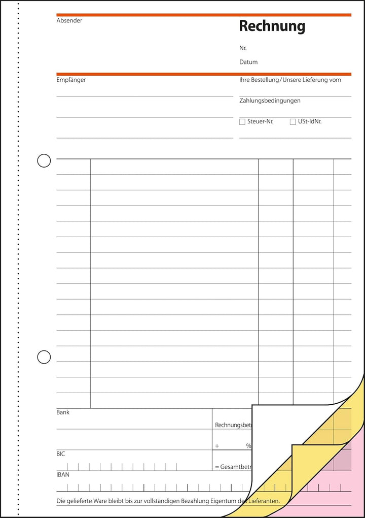 SIGEL SD032/5 Rechnungen, A5, 3x40 Blatt, selbstdurchschreibend, 5er Pack 5 Stück á 40 Blatt ohne Nu