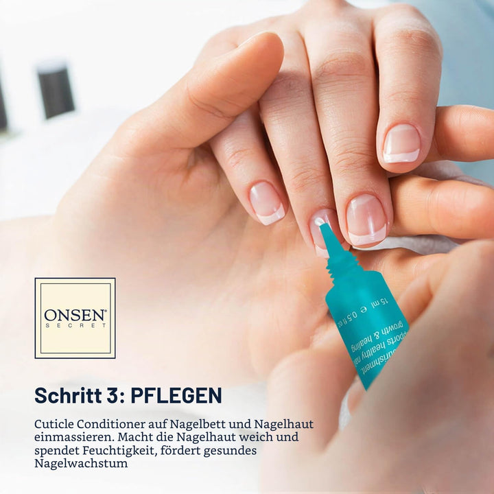 Onsen Secret Japanese Nail Kit - Cuticle Care Oil Serum | Nail Buffer and Shine Kit - Strengthening