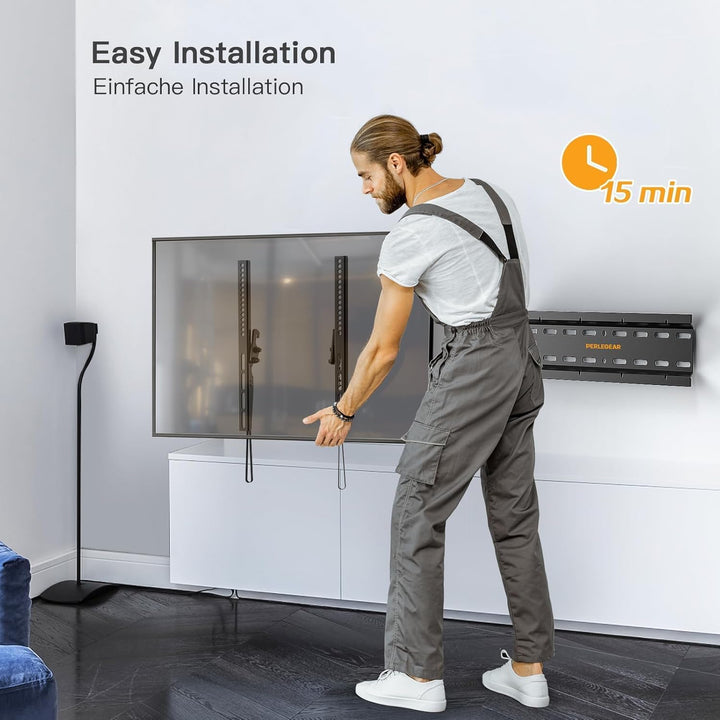 Perlegear TV Wandhalterung, Wandhalterung Fernseher für 26-60 Zoll TVs bis zu 52kg, Neigbare Fernseh