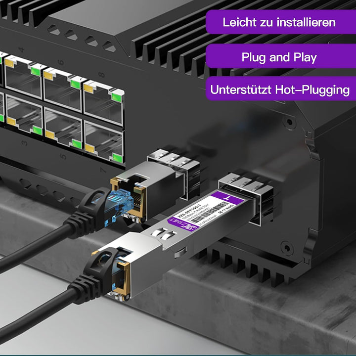1,25/2,5/5/10GBASE-T SFP+ auf RJ45 Transceiver, 10Gb Kupfer SFP+ Mini GBIC Modul für Cisco SFP-10G-T