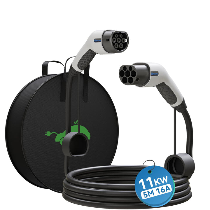 Typ 2 Ladekabel 16A/11 kW/3-Phasig/5 Meter Elektroauto Ladekabel Typ 2 auf Typ 2 EV Ladekabel für E