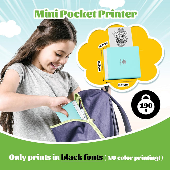 Phomemo M02 Mini Drucker,Bluetooth Taschendrucker,Aufkleber Klein Thermodrucker,Tragbarer Portable P