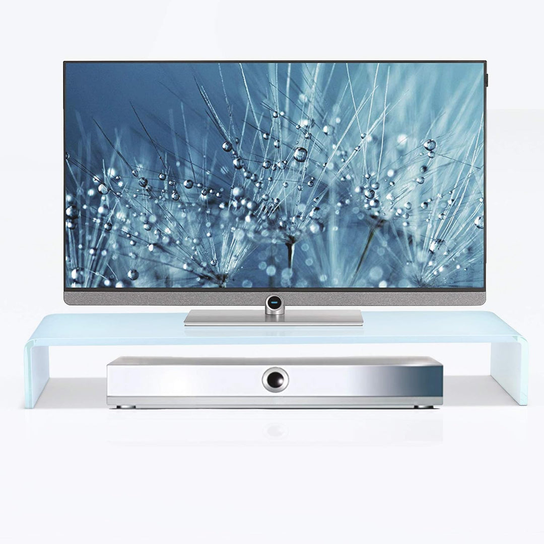 bijon TV Aufsatz Glas Bildschirm-Erhöhung | PC Monitor-Erhöhung, Schreibtisch-Aufsatz für Laptop Erh