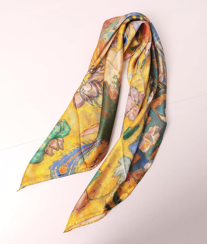 Prettystern Gustav Klimt Seiden-tuch Jugendstil buntes Kunstdrucke, 90 cm X 90 cm Dame mit F&#xE4;ch