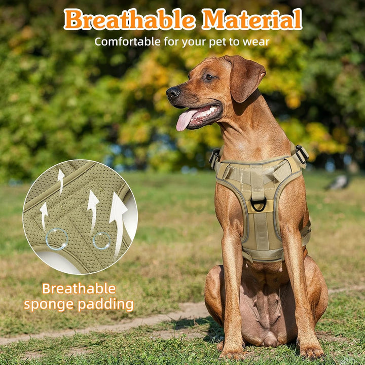 Taktisch Hundegeschirr, Einfach Kontrolle & Anti Zug Hundegeschirr mit Molle Panel und Reflektierend