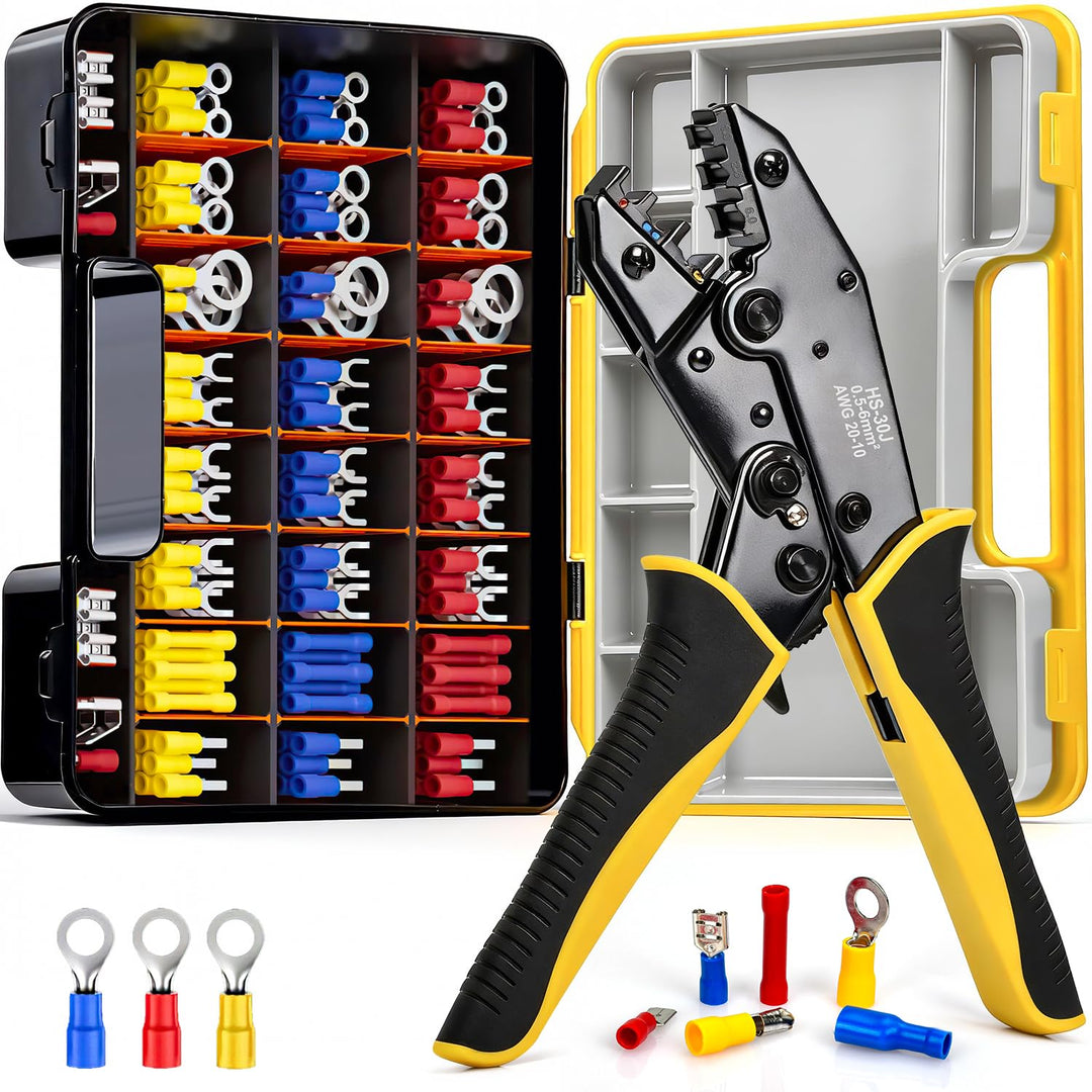 Crimpzange Set, 425PCS Kabelendhülsen Set,Crimpzangen Aderendhülsen mit Ratschenmechanik 0.5-6 mm²（A