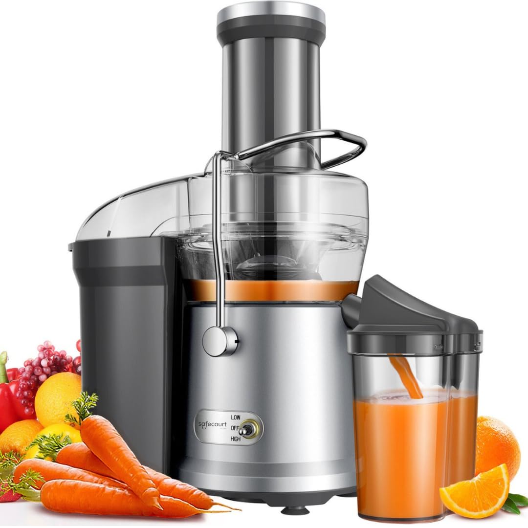 Safecourt Kitchen Entsafter Gemüse und Obst - Slow Juicer [1300W, 2 Stufen für hart & weich] - Saftp