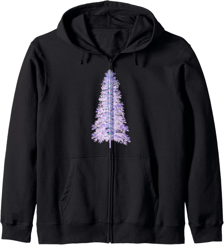 Lila Evergreen Tree Vertikale Argyle-Diamanten Kapuzenjacke