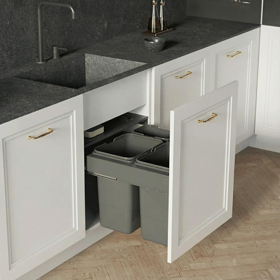 Einbau-Mülleimer für 60 cm Schrank SEGREGO 4-fach Abfallsystem mit Deckel Soft-Close & Vollauszug 56