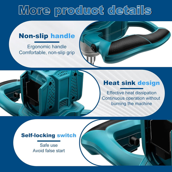 Akku Farbmörtelrührer Kompatibel mit Makita 18V Batterie, Brushless Rührwerk Zementmischer 6-Gang-Ge