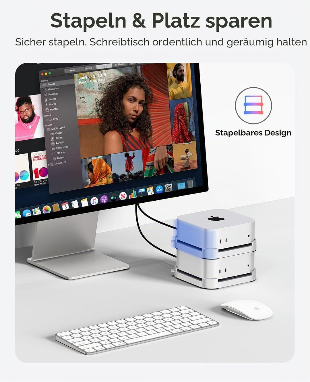 ORICO ST02 Stapelbarer Mac mini 2024 Ständer | Modulares Design + 360°-Belüftung | Platzsparend für
