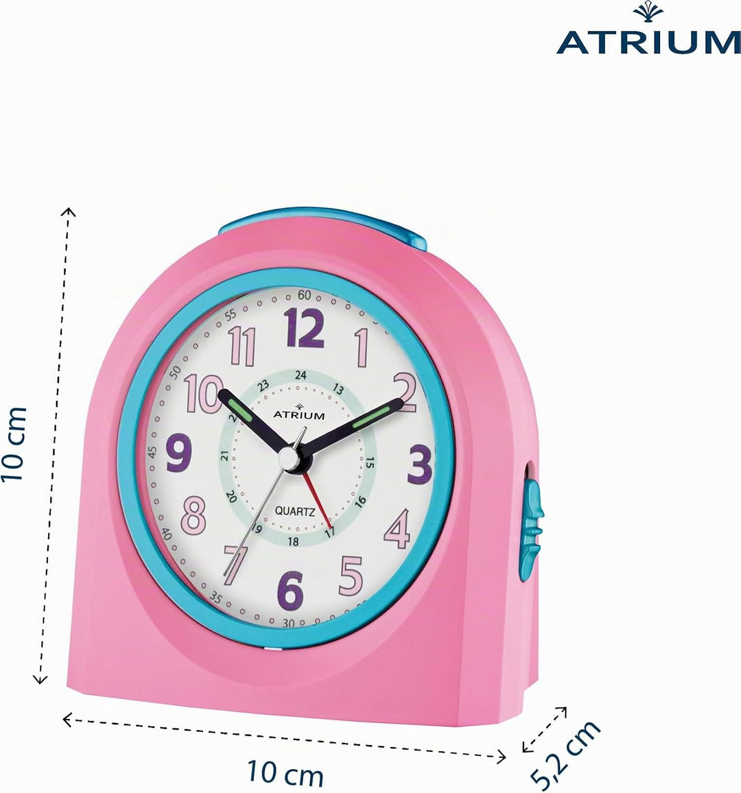 Atrium Kinderwecker Jugendwecker Analog Quarz mit Licht, Snooze &amp; schleichende Sekunde - leise ohne