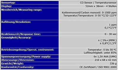 Kohlenmonoxid Messgerät CO Detektor Abgas Heizung Anlage CO5