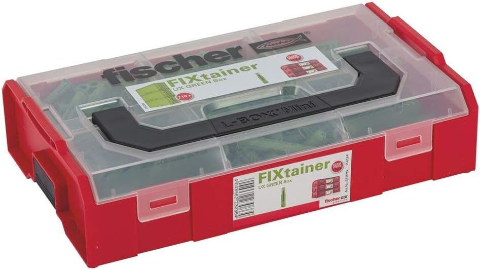 Fischer 534094 Fixtainer - Die UX GREEN Box, Dübelset, 210 Teile, Ux Green