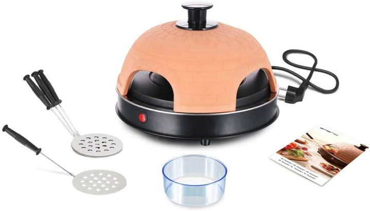 Emerio Pizzaofen, PIZZARETTE das Original, handgemachte Terracotta Tonhaube, patentiertes Design, fü