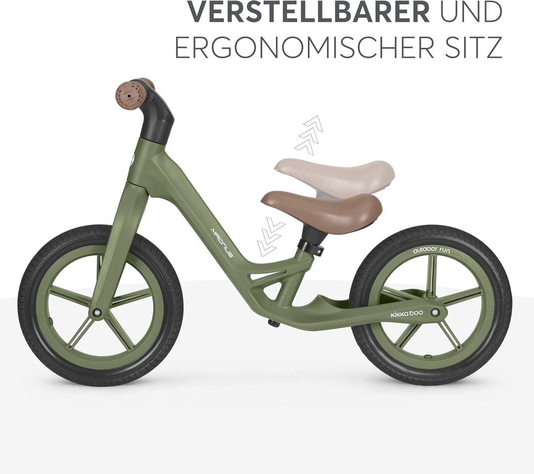 KikkaBoo Magnus Laufrad für Kinder 3–6 Jahre, Leichter Fiberglas Rahmen, Verstellbarer Sitz, rutschf
