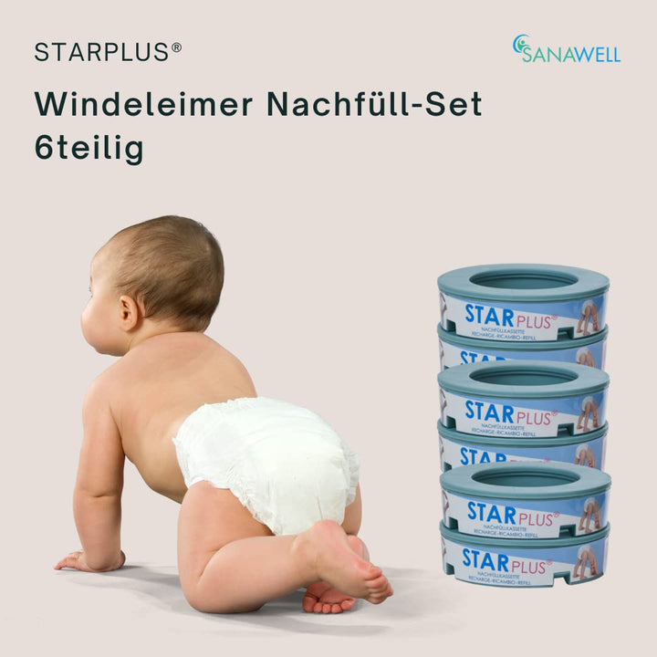 MEDOSAN Windeleimer Nachfüll-Set | 6teilig | geruchsdicht | keimfrei | Fassungsvermögen bis zu 200 W