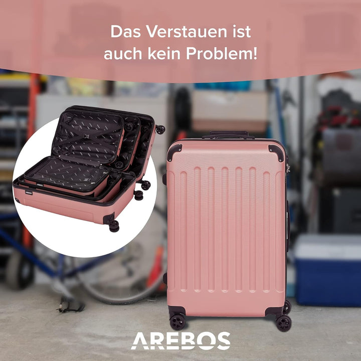 Arebos Reisekoffer 3er Set I ABS-Hartschale I Trolley Kofferset I Teleskopgriff I Inkl. Reissverschl