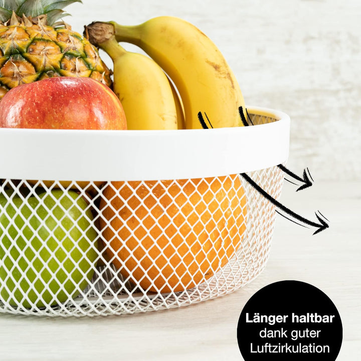 Moritz & Moritz Obstschale Weiss Metall 25cm - Obstkorb Weiss Modern – Korb für Geschenke, Früchte,