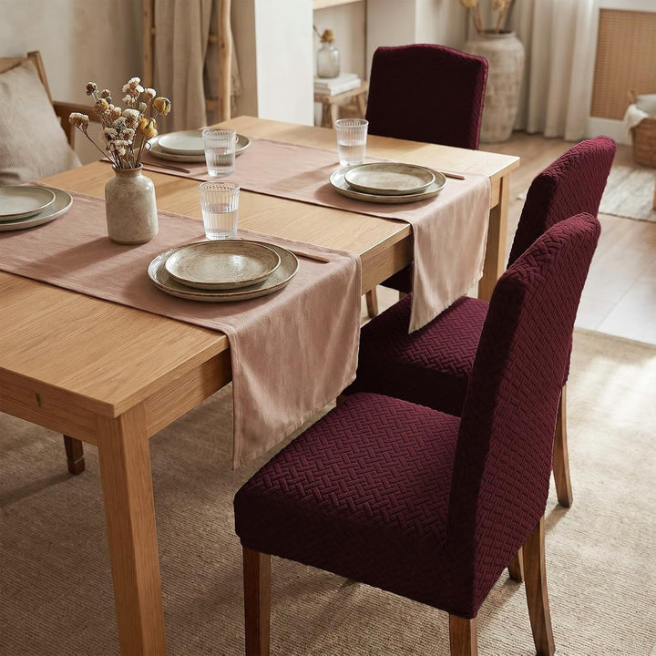 KELUINA Stretch wasserdichte Jacquard mit langem Gitter Esszimmer Stuhlhussen Home Decor, Stuhlhusse