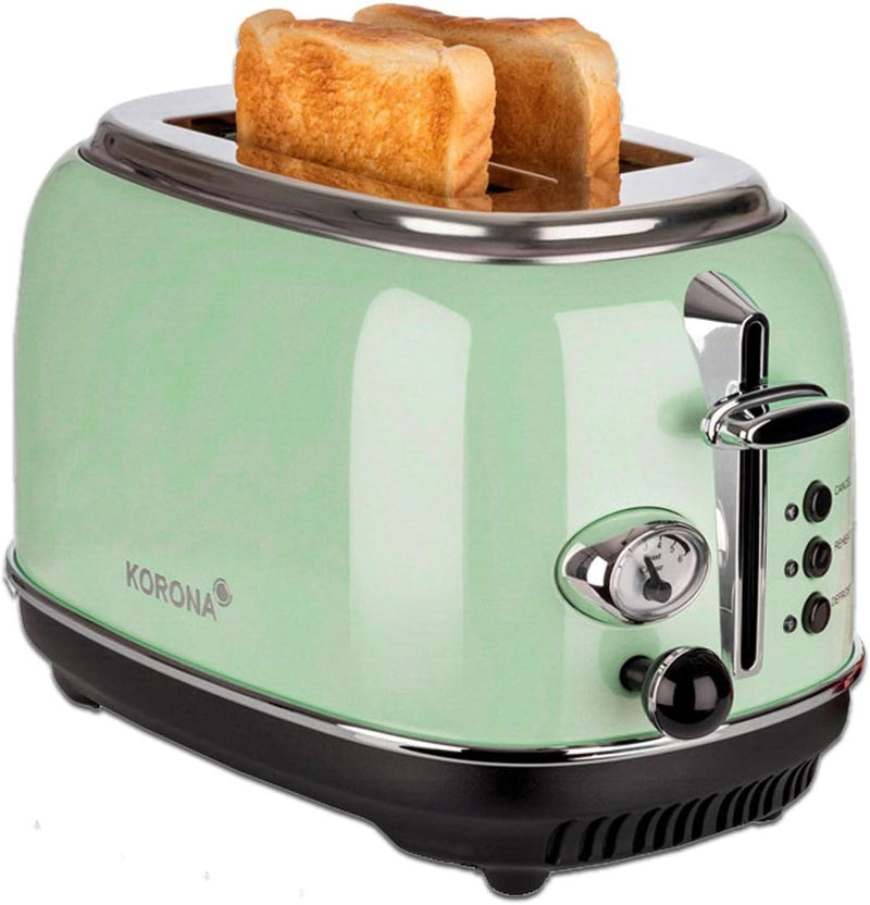 Korona 21665 Toaster | 2 Scheiben | Mint | Röstgrad-Anzeige | Auftauen | Rösten | Aufwärmen | 810 Wa