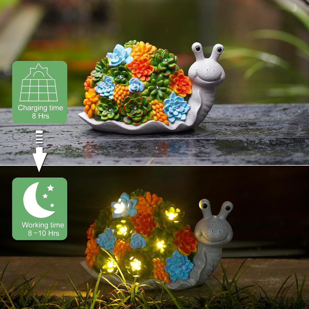 Yeomoo Schnecken Deko Gartenfiguren Gartendeko mit Solarlampen für Aussen: Lustig Schnecke Deko Wohn
