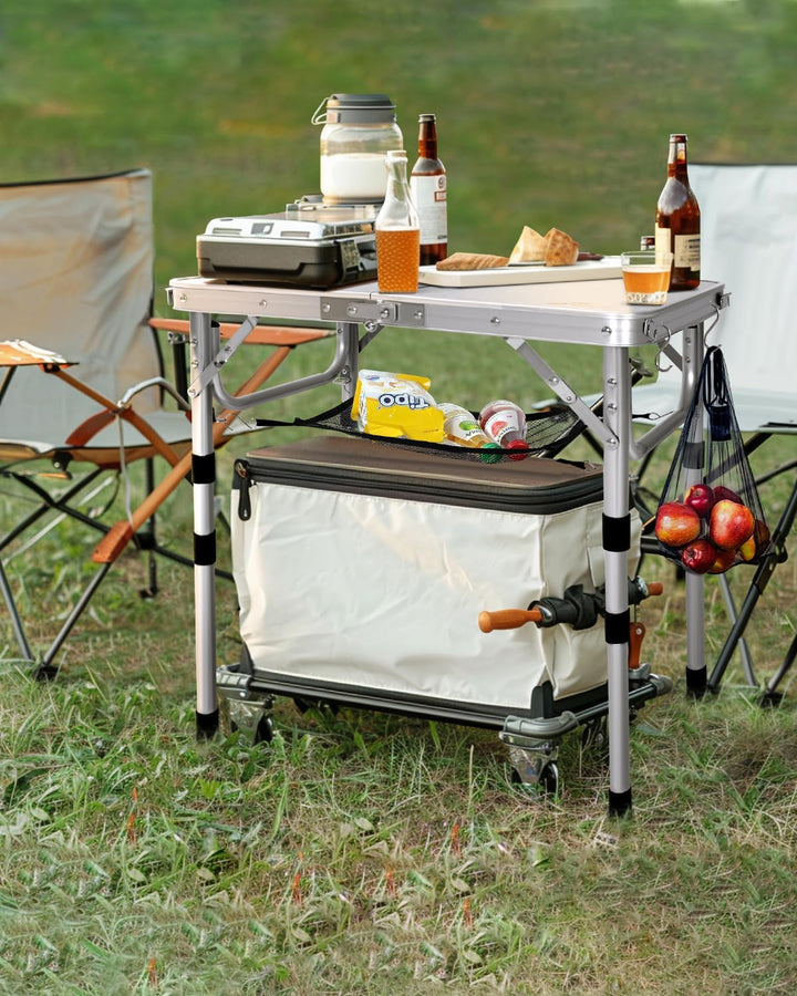 Sportneer Klappbarer Campingtisch, höhenverstellbar, Kleiner Klapptisch, tragbare Campingtische (60