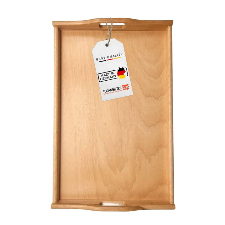 Premium Holz-Tablett Serviertablett Buche Natur lackiert Made in Germany, gross - 60 x 39 cm, Frühst