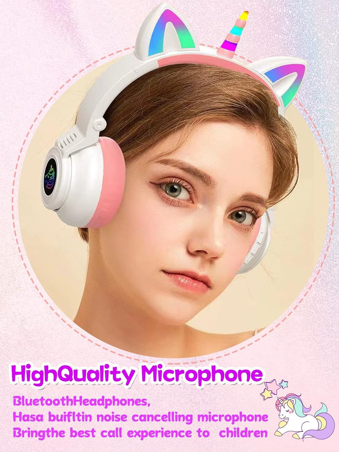 Katzenohr Kopfhörer Kindergeburtstag Geschenke Kind LED Katzenohren Einhorn Bluetooth Kabellose Over