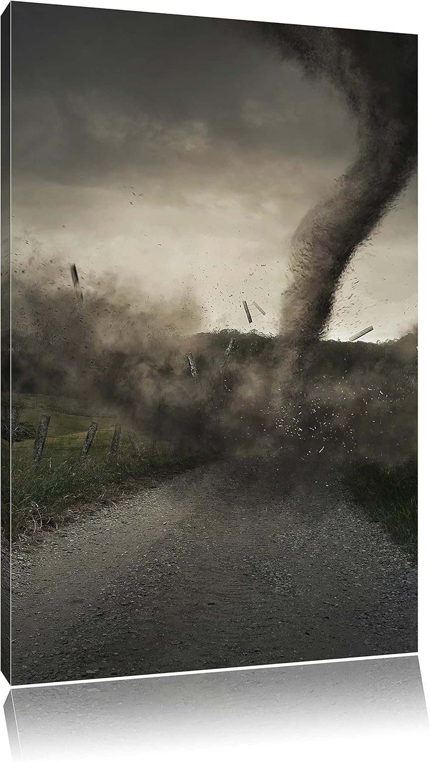 Pixxprint Tornado, Format: 100x70 auf Leinwand, XXL riesige Bilder fertig gerahmt mit Keilrahmen, Ku