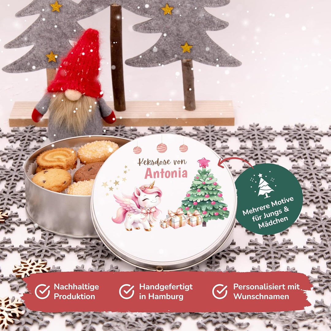 Kidsmood - Keksdose aus Metall – Personalisierte Weihnachtsdose zum Befüllen | Lebensmittelechte Geb