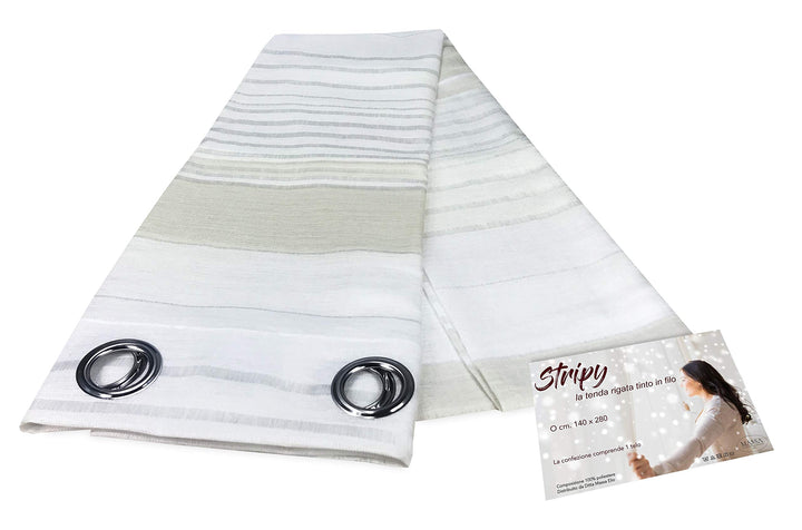tex family Vorhang Stripy 140 x 280 cm verpackt (cremefarben) Cremeweiss, Cremeweiss