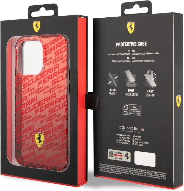 CG MOBILE Ferrari Handyhülle für iPhone 14 Pro in Gradient Red Scuderia Dyed Bumper Collection, Anti